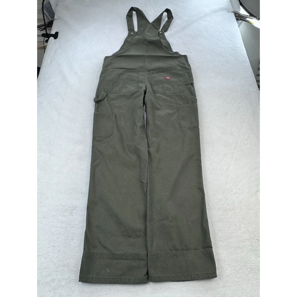 Dickies Bib Overalls Women M Mil Green Straight Duck Denim 36x32 Work Utility